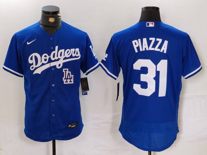 Men Los Angeles Dodgers #31 Piazza Blue Elite 2024 Nike MLB Jersey style 14